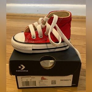 NIB Red Converse high tops size 2